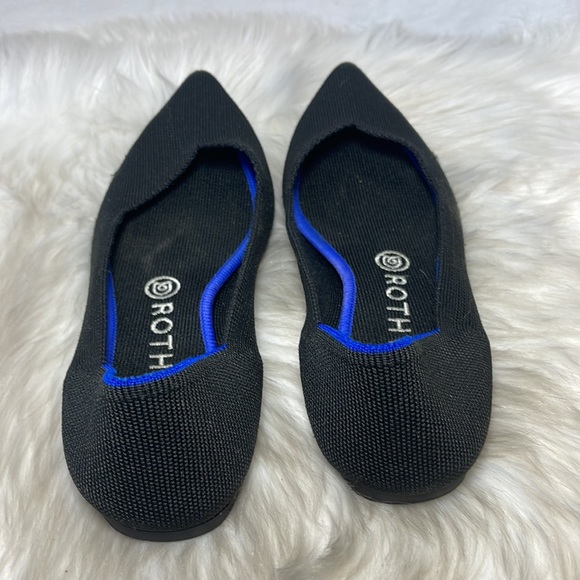 Rothy's The Point Black/Blue Trim Ballet Flats Sz 9 - Picture 1 of 9